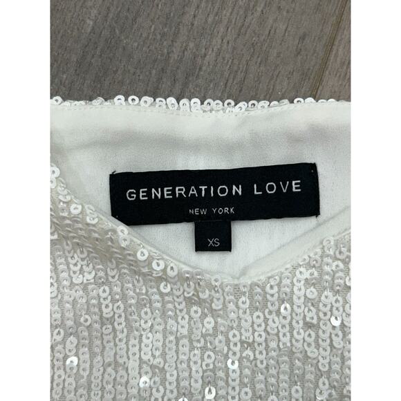 NWOT Generation Love Astrid Womens White Sequin Strap Spaghetti Mini Dress XS - Picture 3 of 7